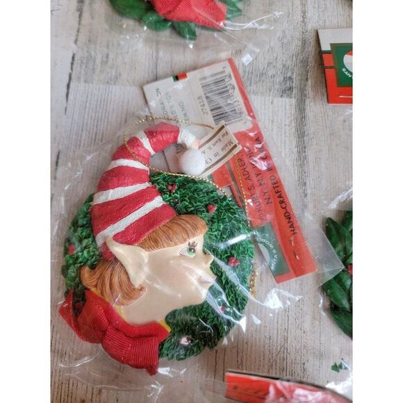 Kurt Adler vintage elf boy girl wreath variety ornament Santa Claus Xmas - Picture 5 of 15